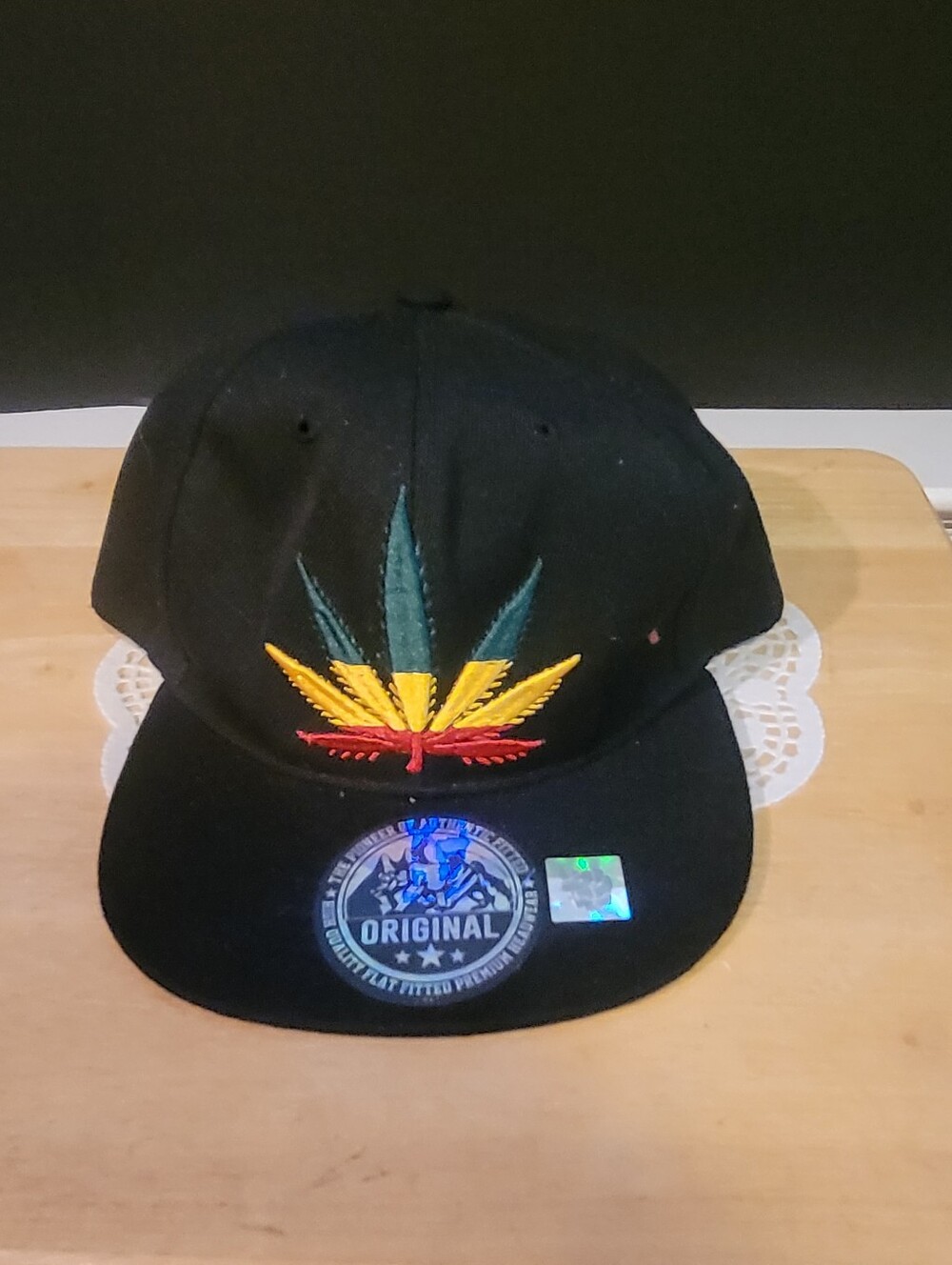 Black Adjustable Snapback Cap Hat Embroidered Cannabis Multicolor Cannibas Leaf 